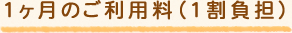 1ヶ月のご利用料（1割負担）